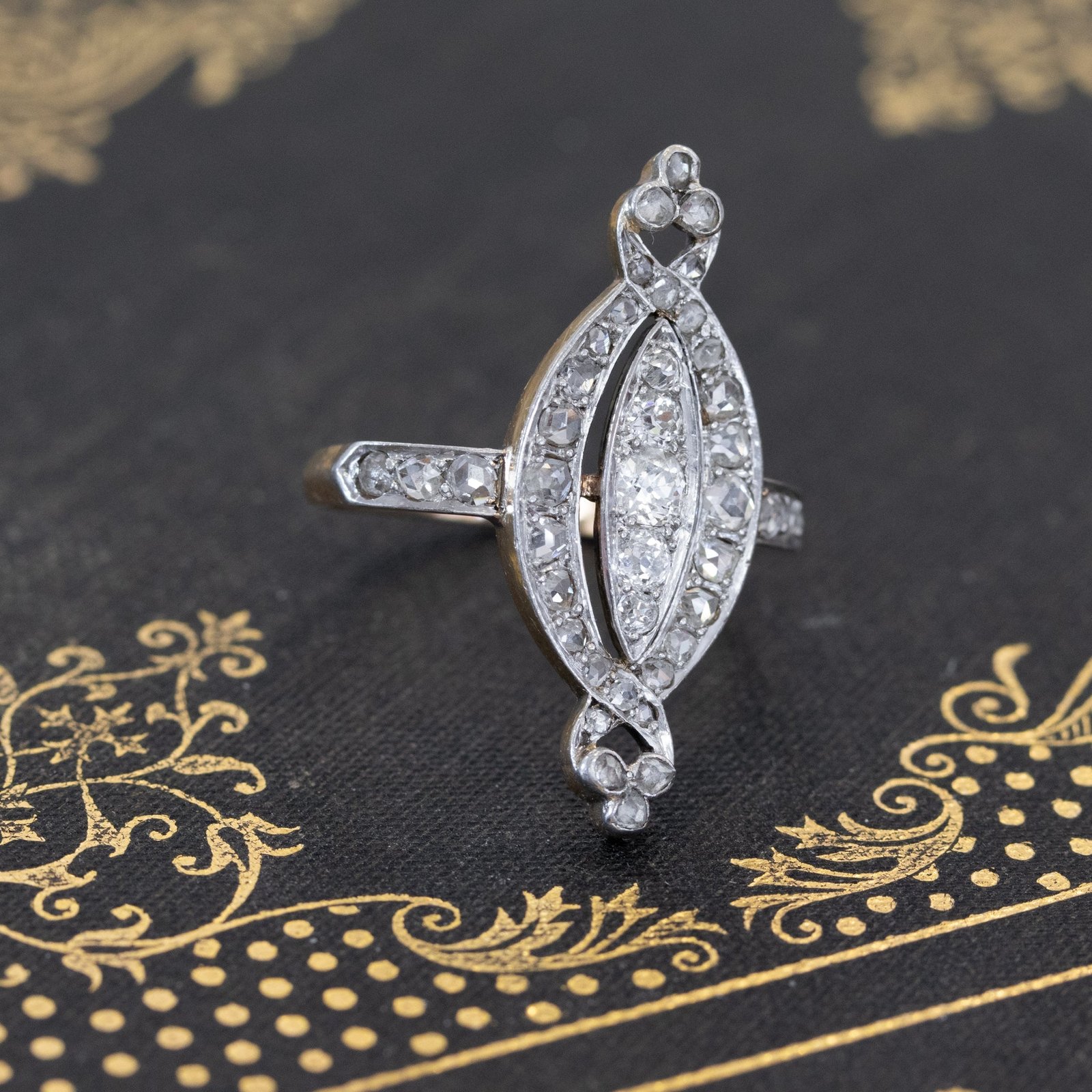 .68ctw Edwardian Diamond Navette Dinner Ring - Image 3