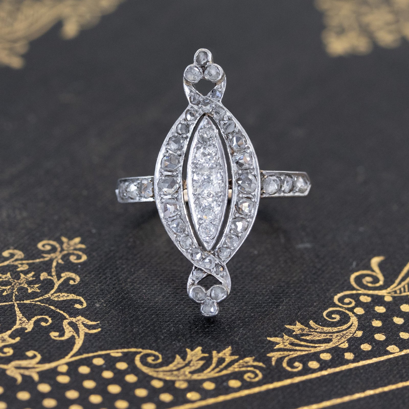 .68ctw Edwardian Diamond Navette Dinner Ring