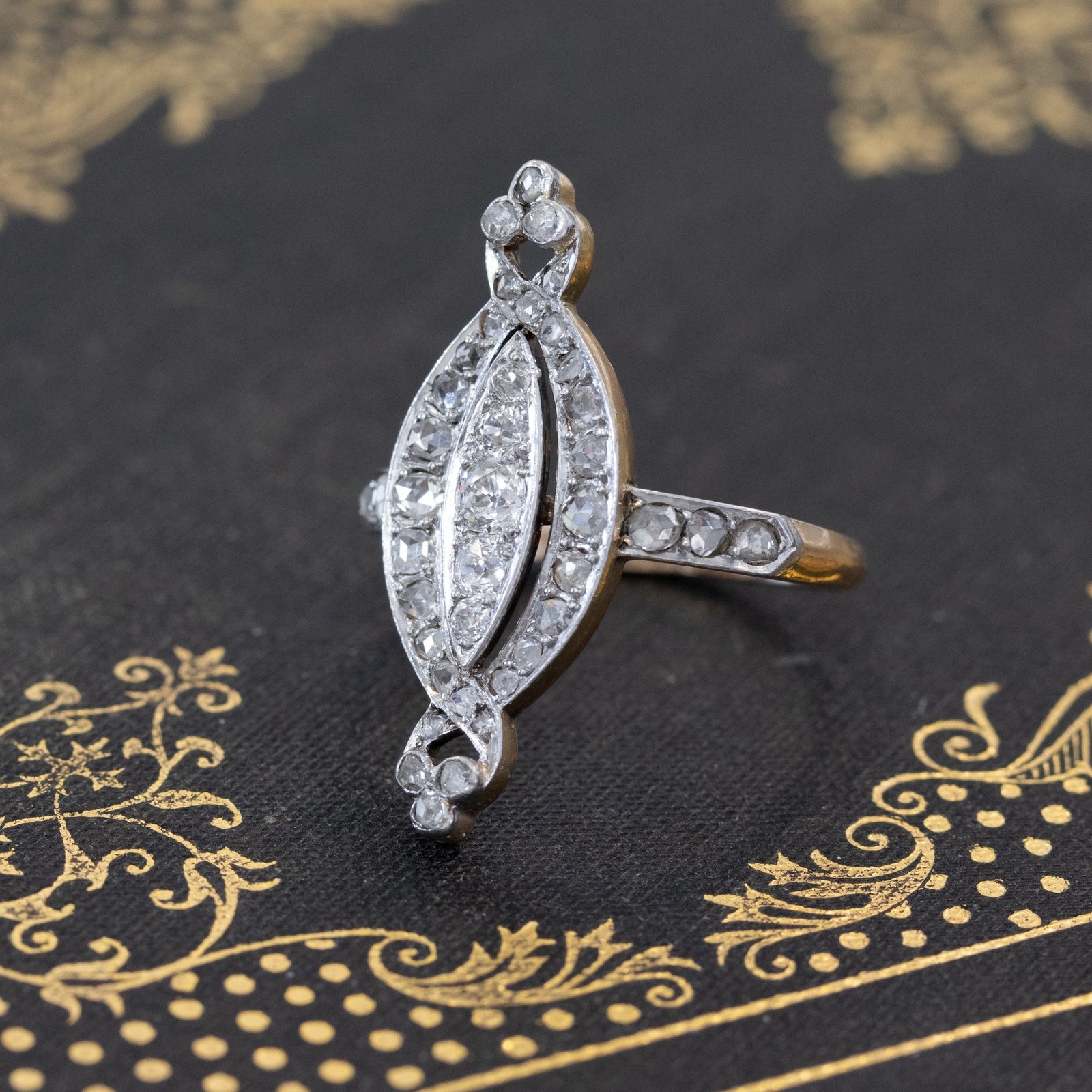 .68ctw Edwardian Diamond Navette Dinner Ring - Image 5