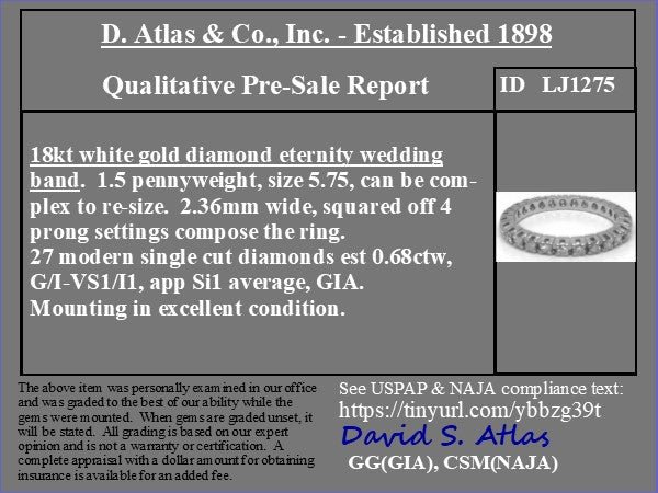 .68ctw Vintage Single Cut Diamond Eternity Band - Image 4