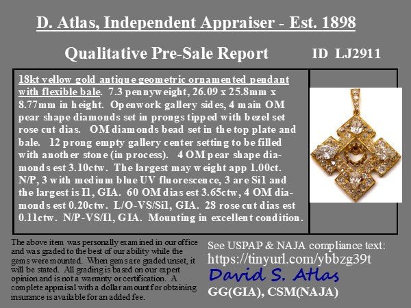 7.06ctw Victorian Diamond Cross Motif Pendant - Image 3