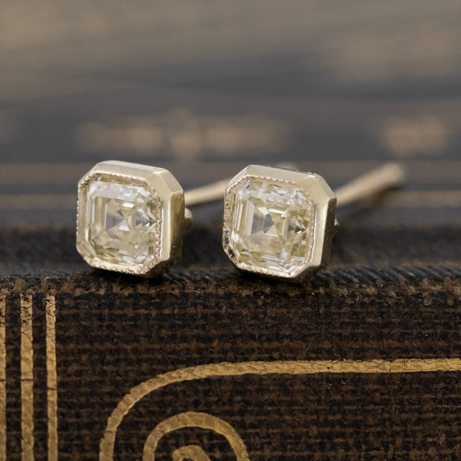.72ctw Yellow Diamond Asscher Cut Stud Earrings - Image 4