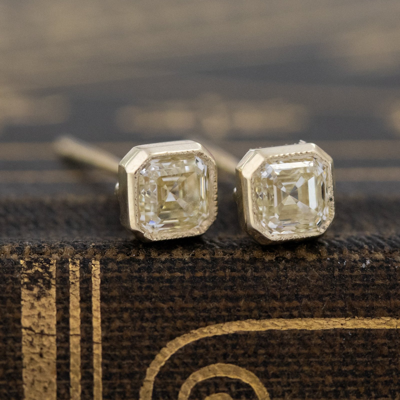 .72ctw Yellow Diamond Asscher Cut Stud Earrings - Image 3