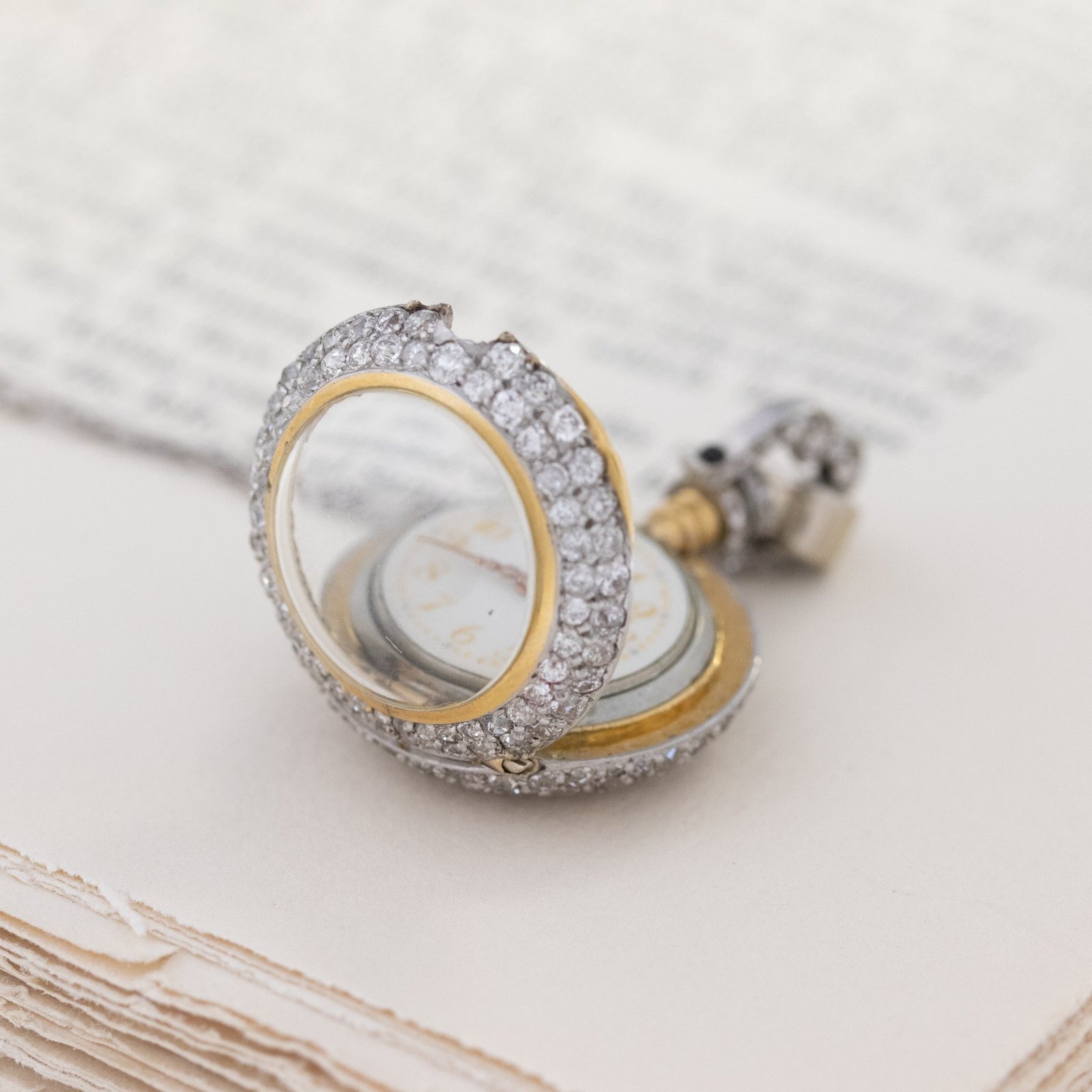 7.54ctw Edwardian Diamond Pendant Watch - Image 3
