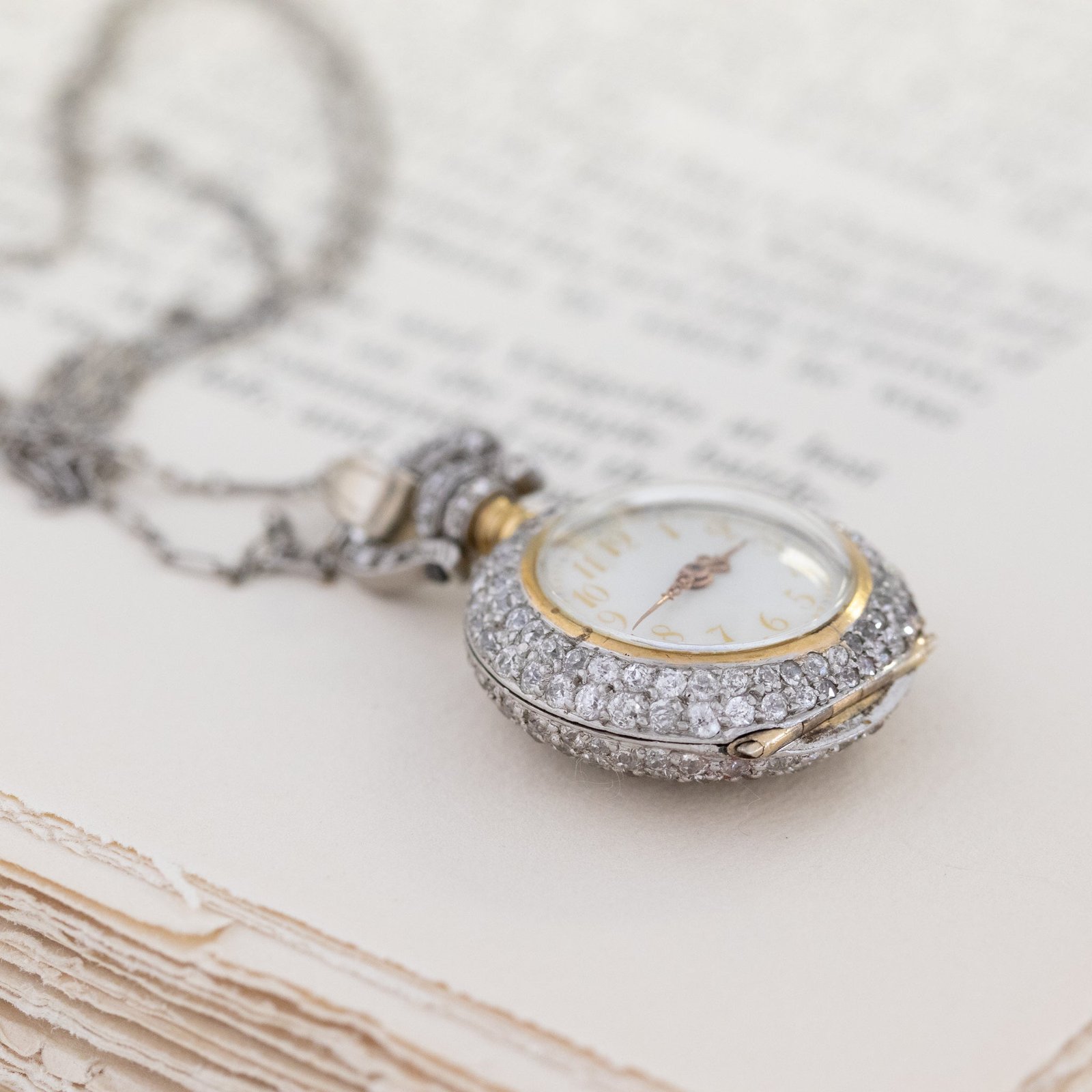 7.54ctw Edwardian Diamond Pendant Watch - Image 6