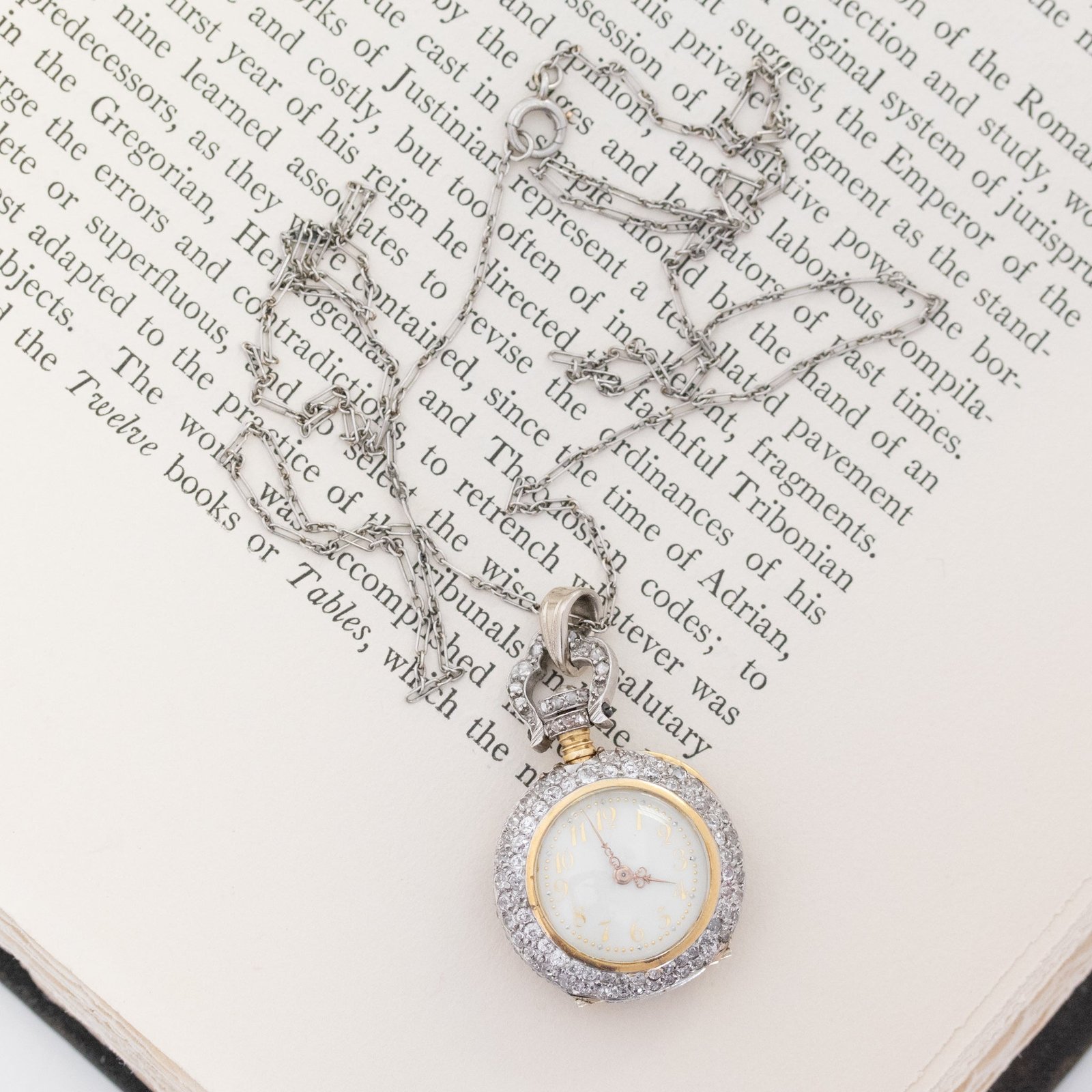 7.54ctw Edwardian Diamond Pendant Watch - Image 5