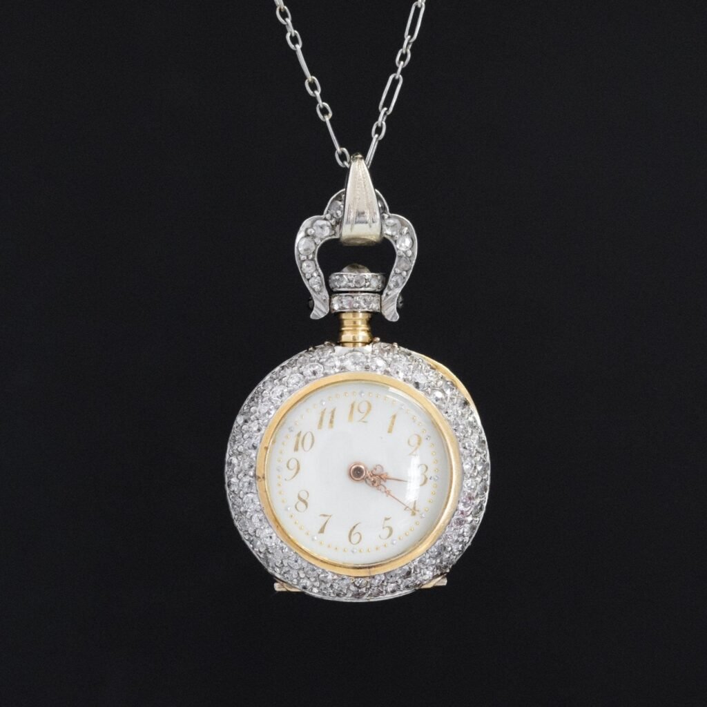 7.54ctw Edwardian Diamond Pendant Watch