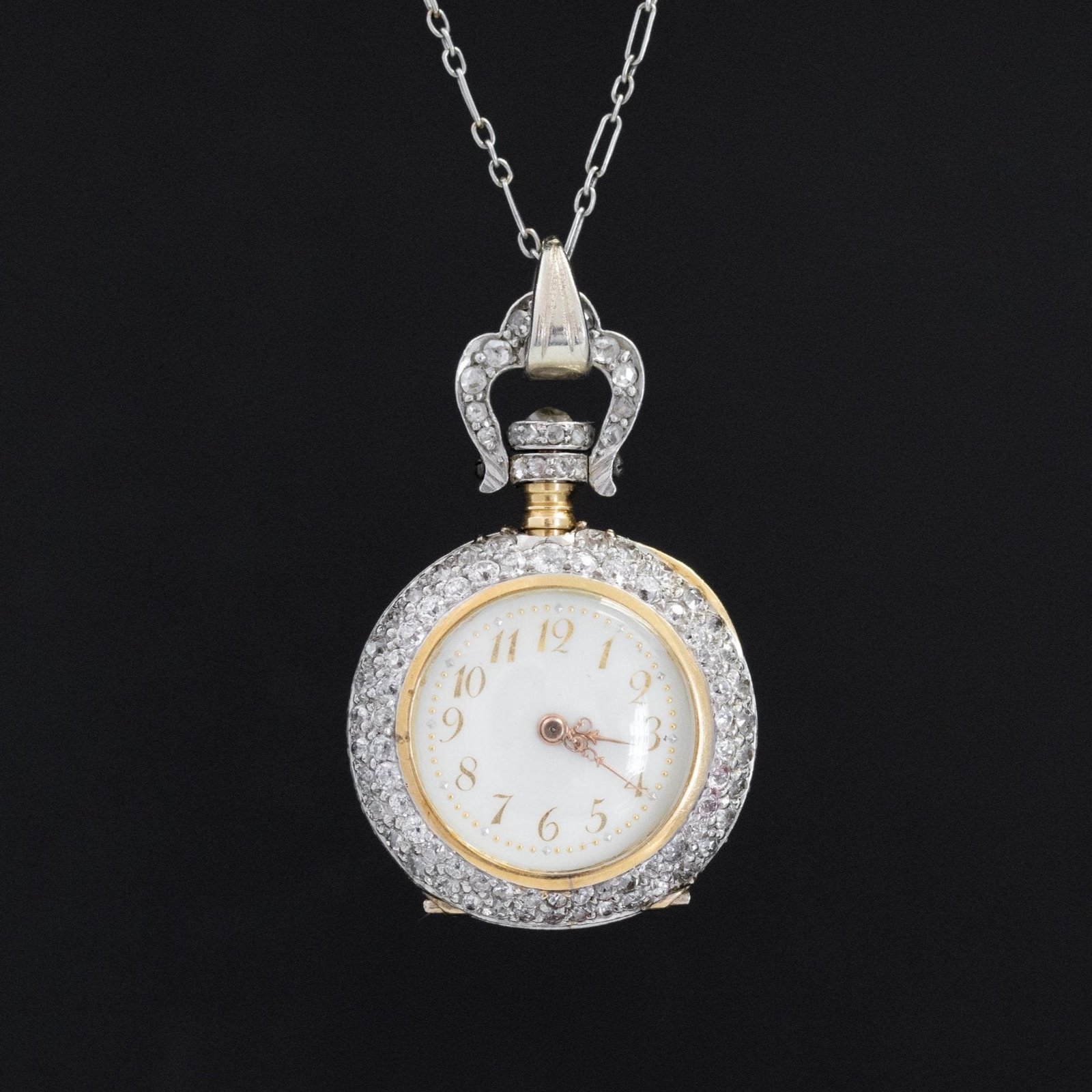7.54ctw Edwardian Diamond Pendant Watch