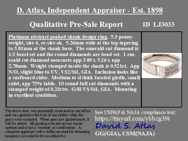 .75ctw Vintage Emerald Cut & Diamond Abstract Ring - Image 4