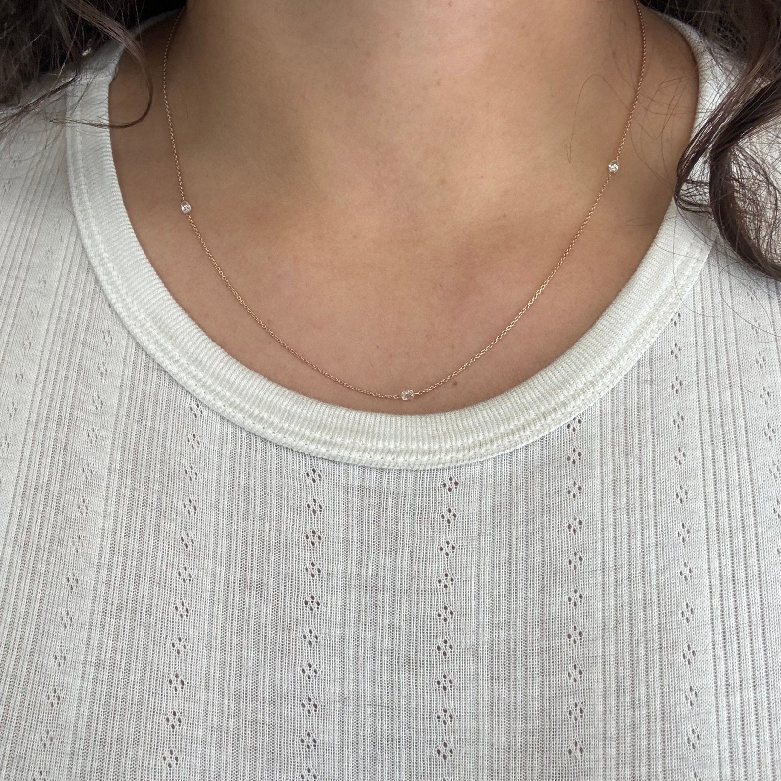 .81ctw Briolette Cut Diamond Station Necklace - Image 2