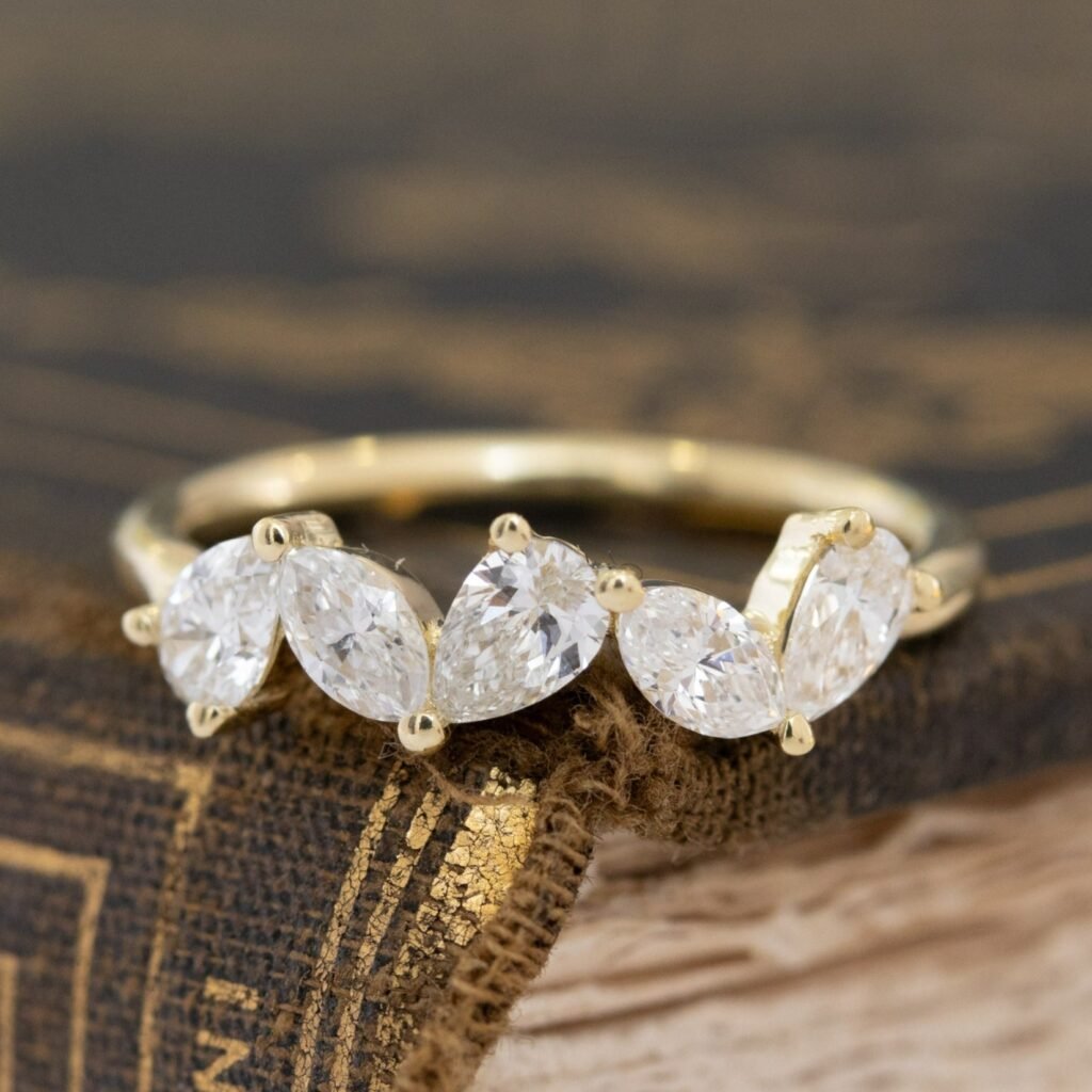 .87ctw Mixed Pear & Marquise Cut Diamond 5-Stone Band