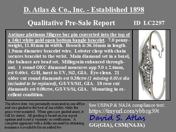 .87ctw Old European Cut Diamond Bangle - Image 4