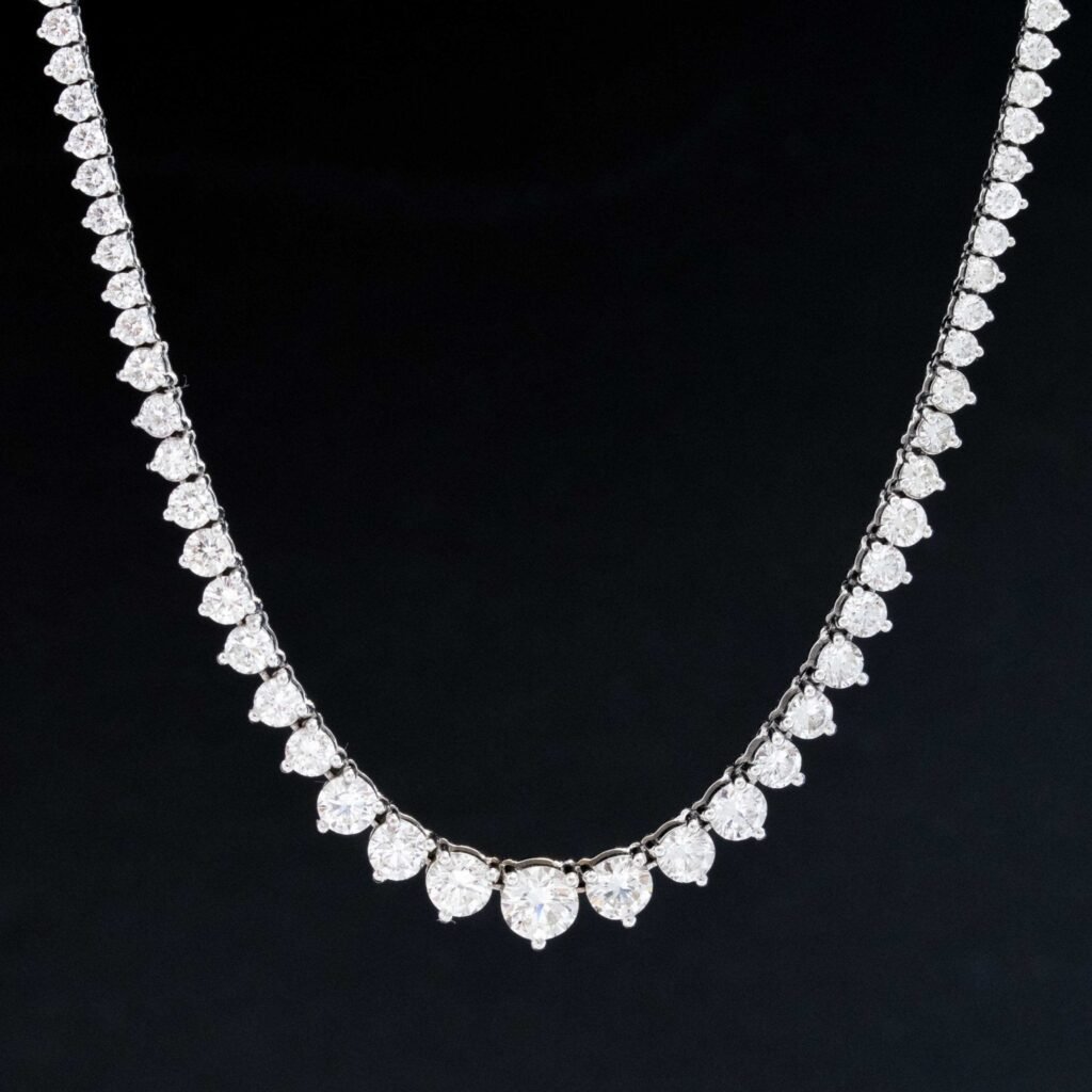 9.01ctw Round Brilliant Cut Diamond 3 Prong Tennis Necklace