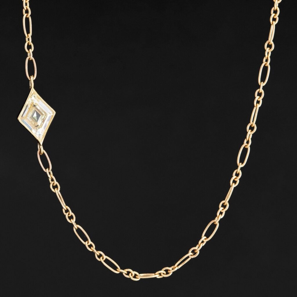 .90ct Kite Shape Diamond Bezel Necklace