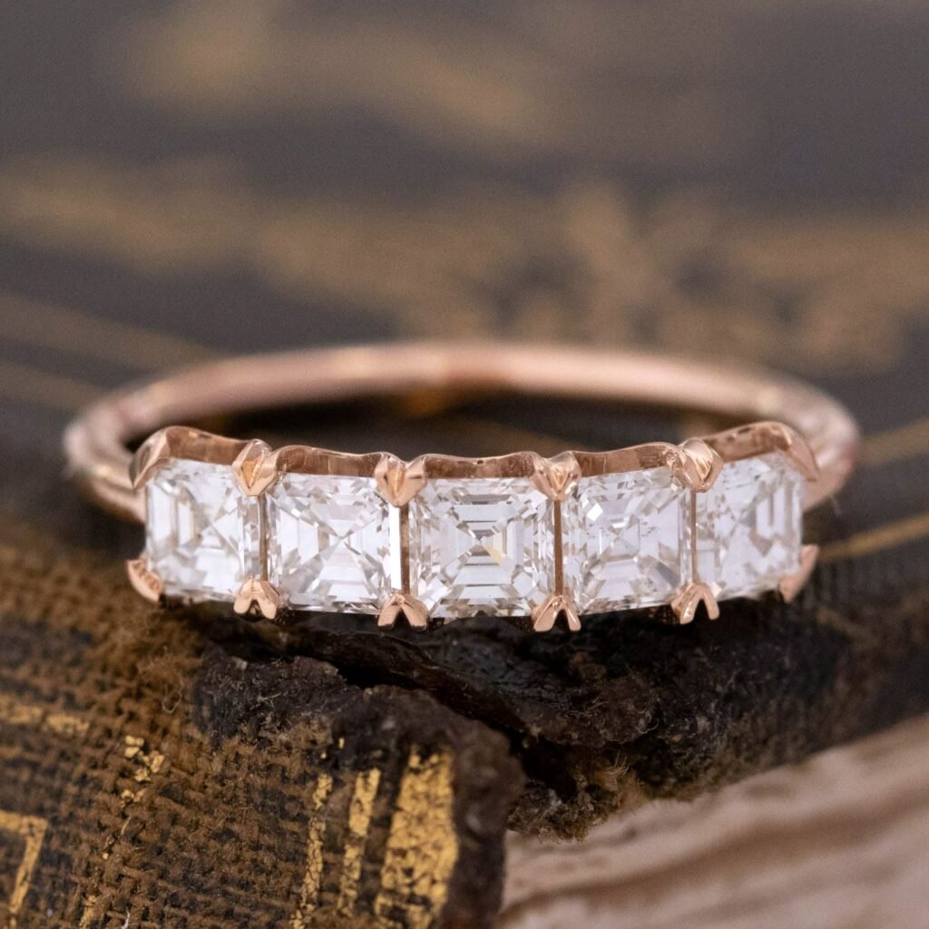 .90ctw Asscher Cut Diamond 5-Stone Band