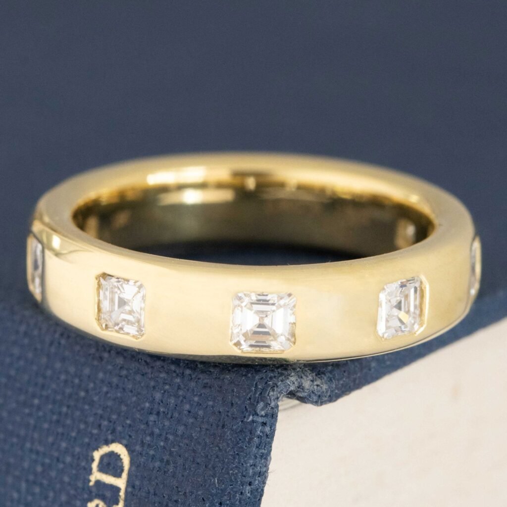 .90ctw Asscher Cut Diamond Scatter Eternity Band