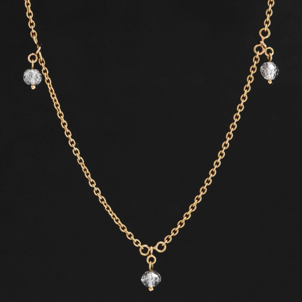 .91ctw Diamond Bead Drop Station Necklace