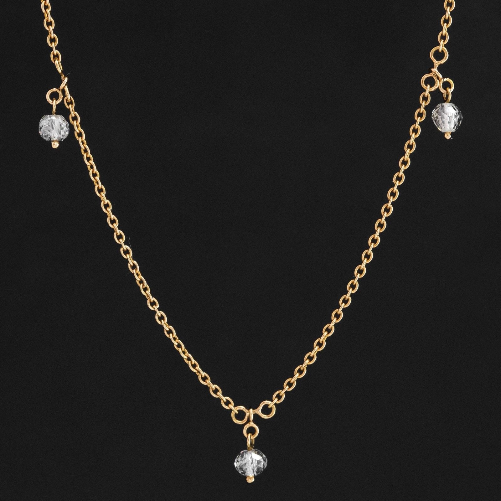 .91ctw Diamond Bead Drop Station Necklace