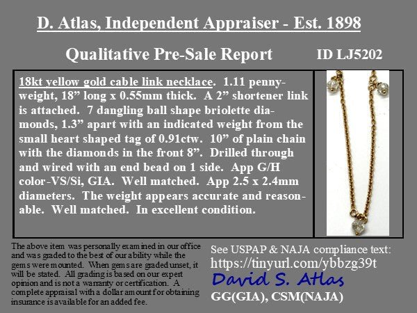 .91ctw Diamond Bead Drop Station Necklace - Image 4
