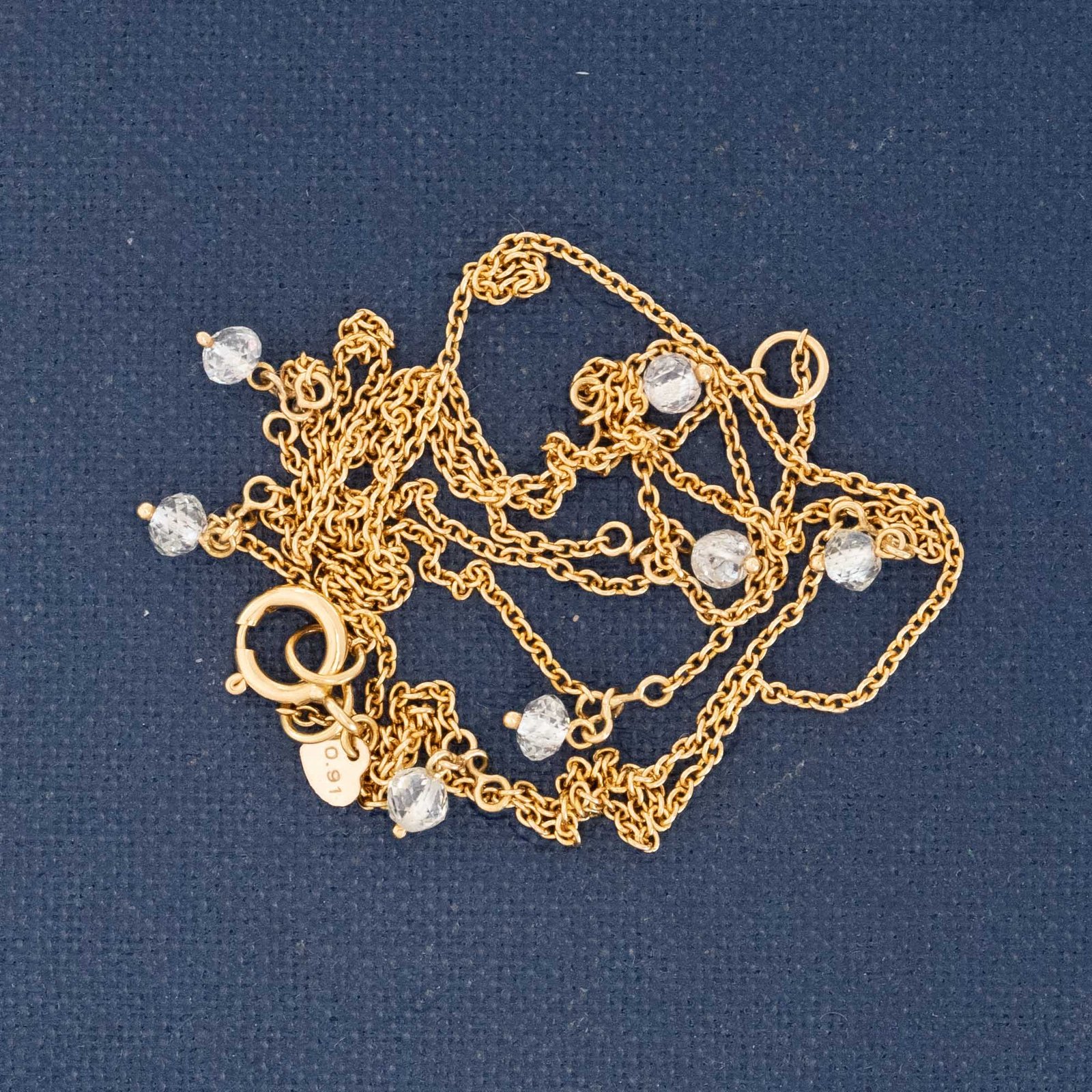 .91ctw Diamond Bead Drop Station Necklace - Image 5