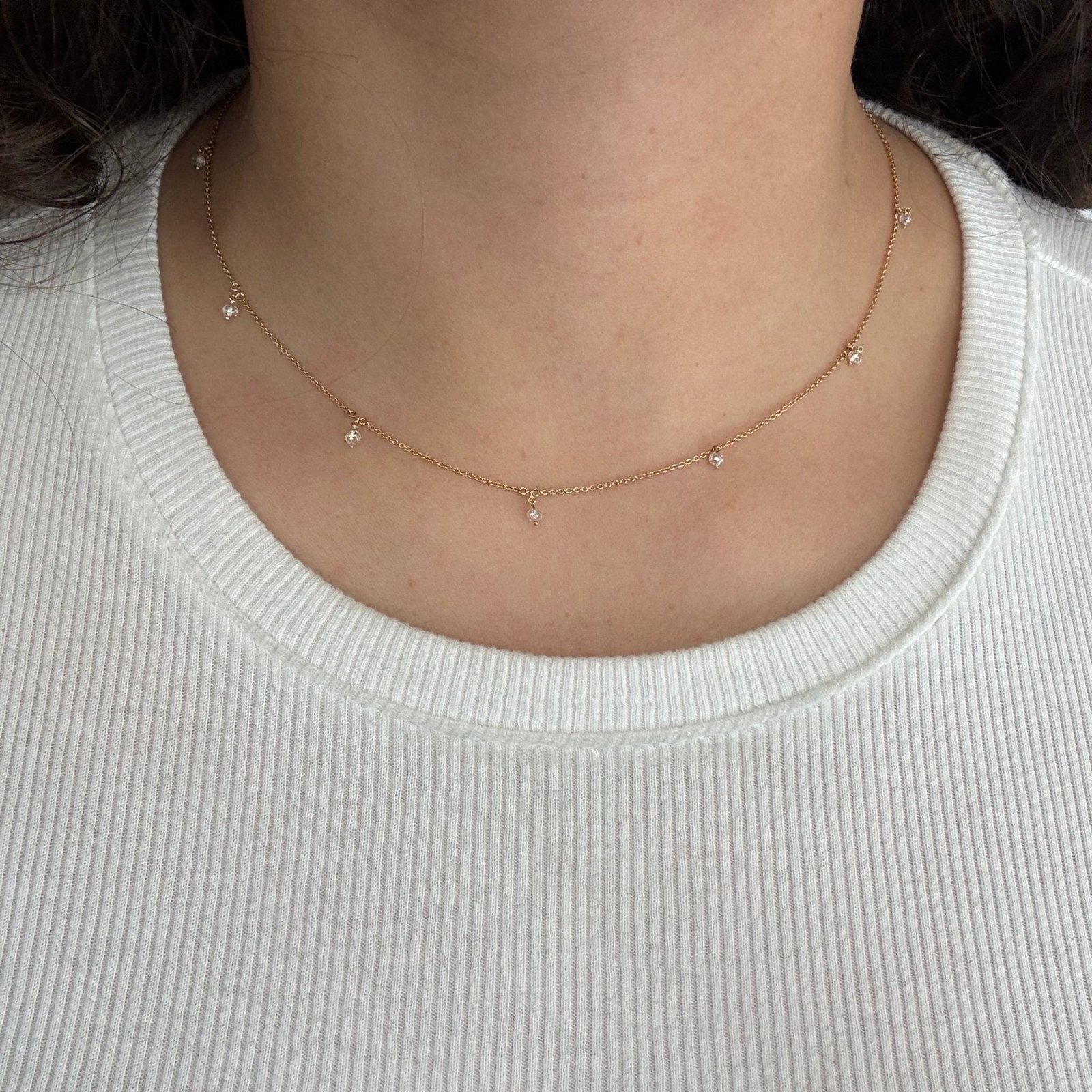 .91ctw Diamond Bead Drop Station Necklace - Image 2