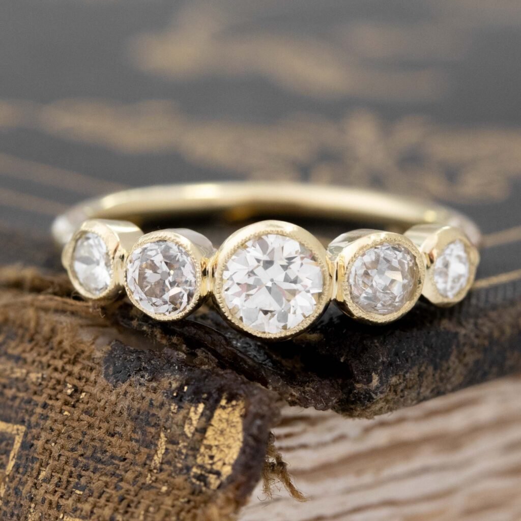 .93ctw Old European Cut Diamond Graduated 5-Stone Band