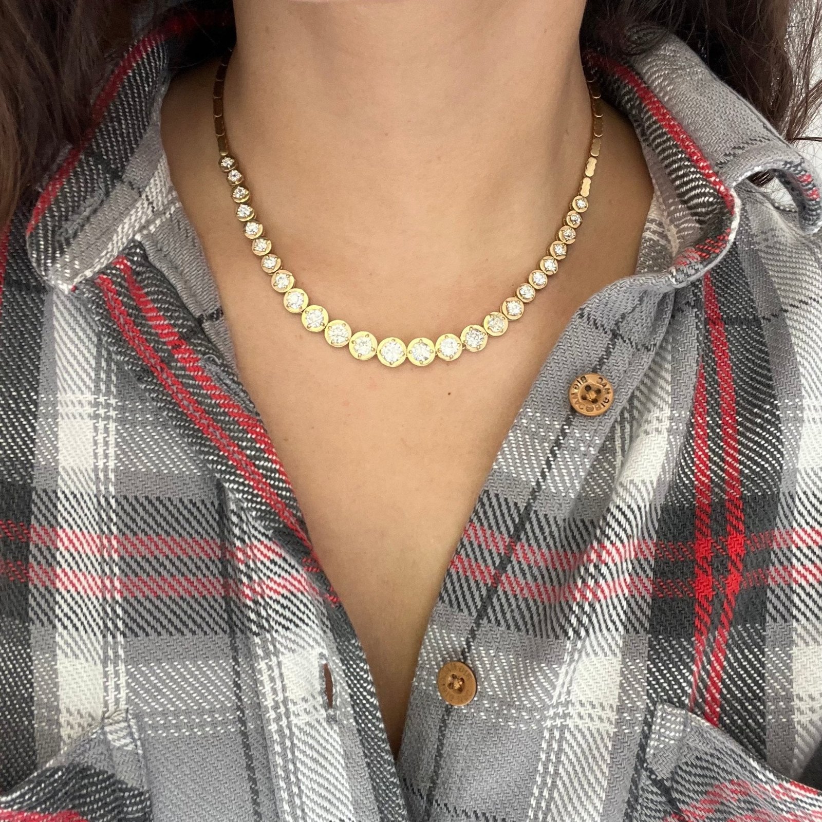 9.47ctw Old European Cut Diamond Riviere Necklace - Image 2