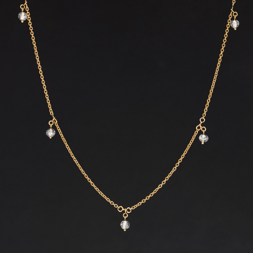 .94ctw Round Briolette Cut Diamond Station Necklace