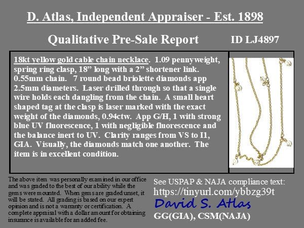 .94ctw Round Briolette Cut Diamond Station Necklace - Image 4