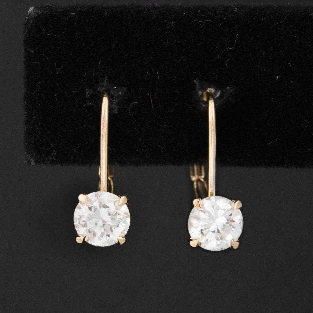 .94ctw Transitional Cut Diamond Drop Earrings