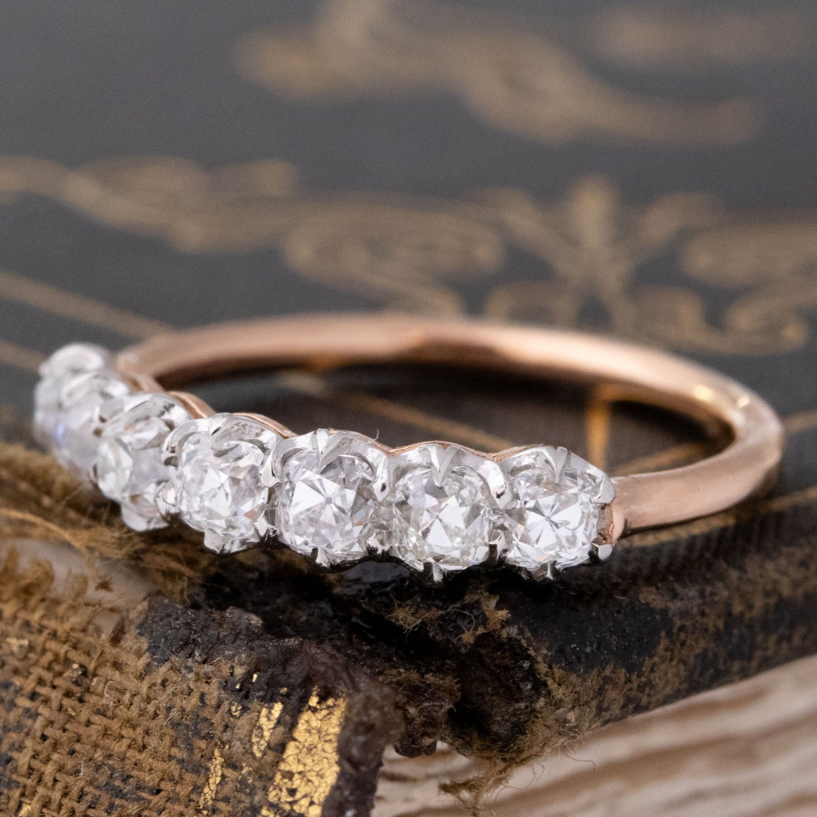 .96ctw Old Mine Cut Diamond 7-Stone Band - Image 4