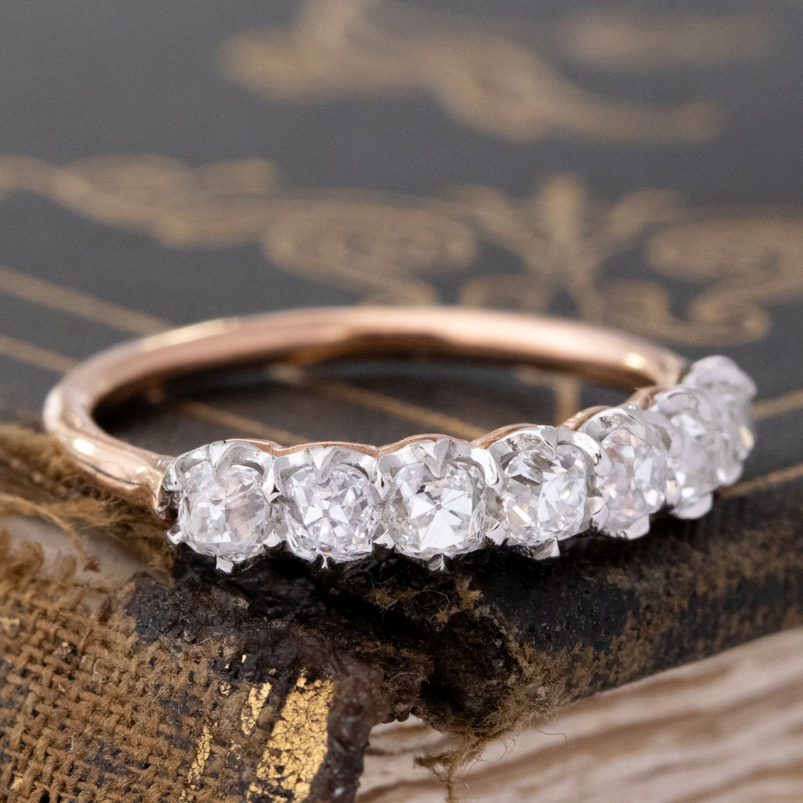 .96ctw Old Mine Cut Diamond 7-Stone Band - Image 3