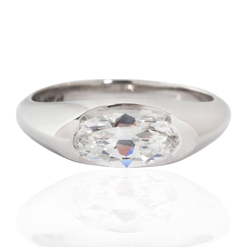 .97ct Oval Cut Diamond Half-Bezel Solitaire, GIA