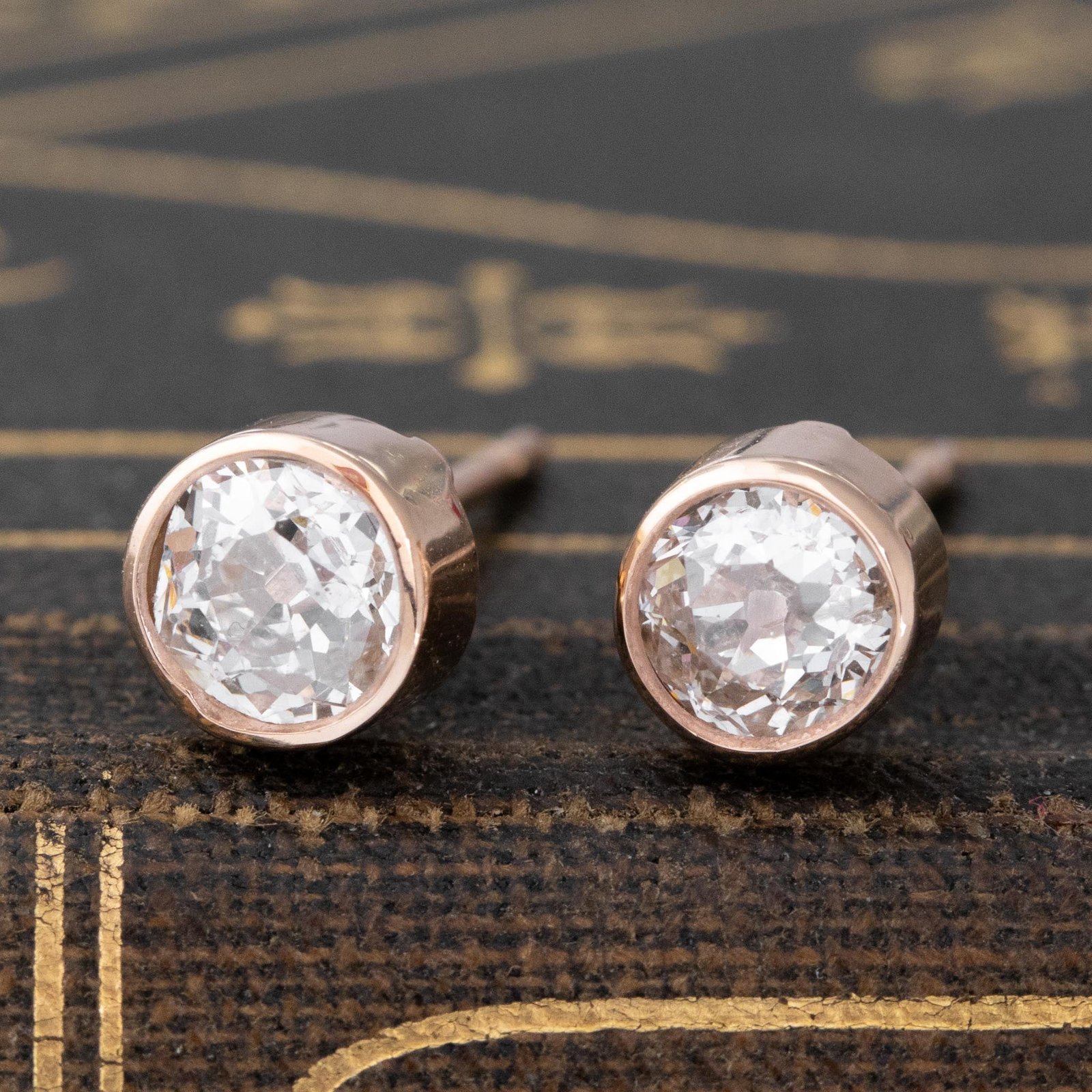 .97ctw Old European Cut Diamond Stud Earrings - Image 4