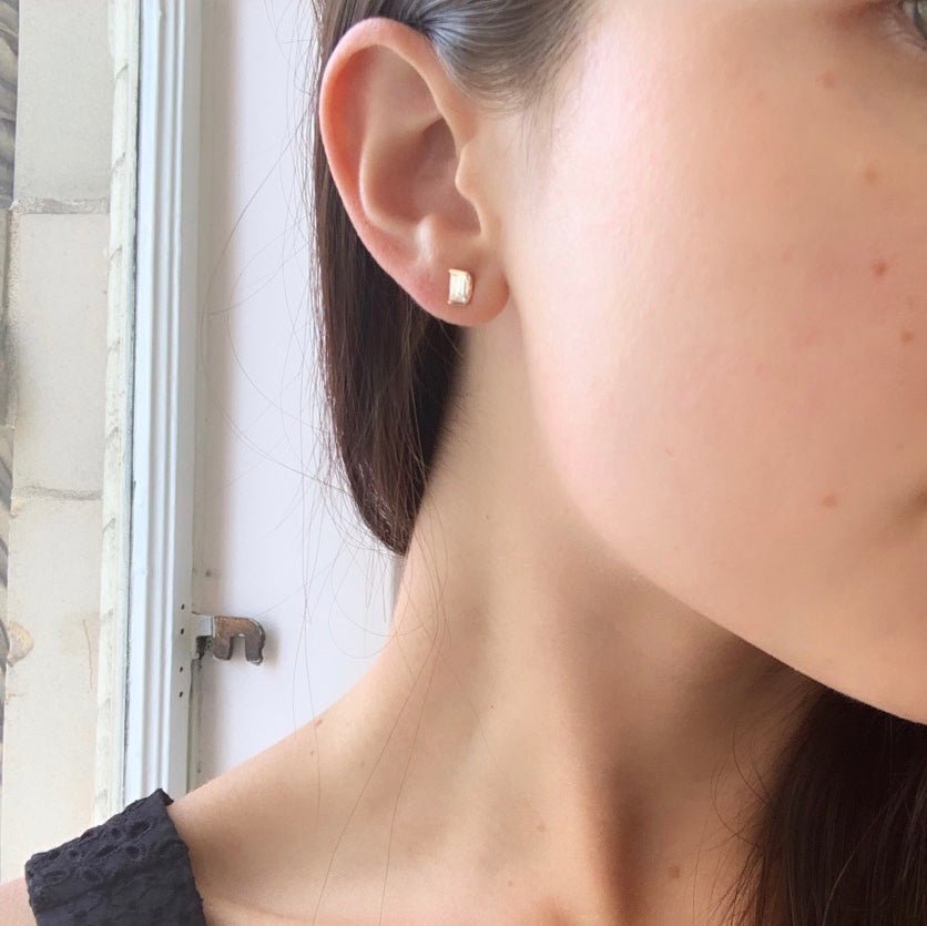 .98ctw Baguette Diamond Half-Moon Bezel Earrings, rose gold - Image 2