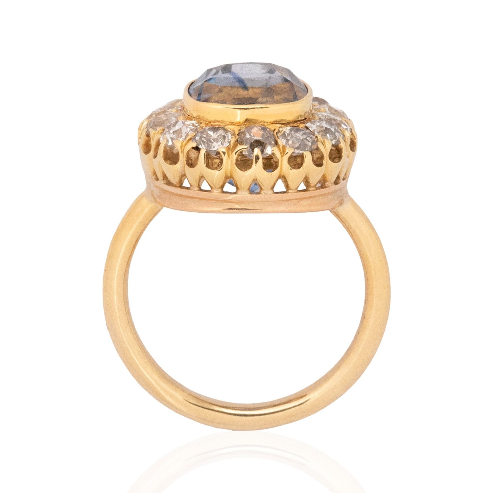 9.90ctw Victorian Diamond & Sapphire Cluster Ring - Image 6