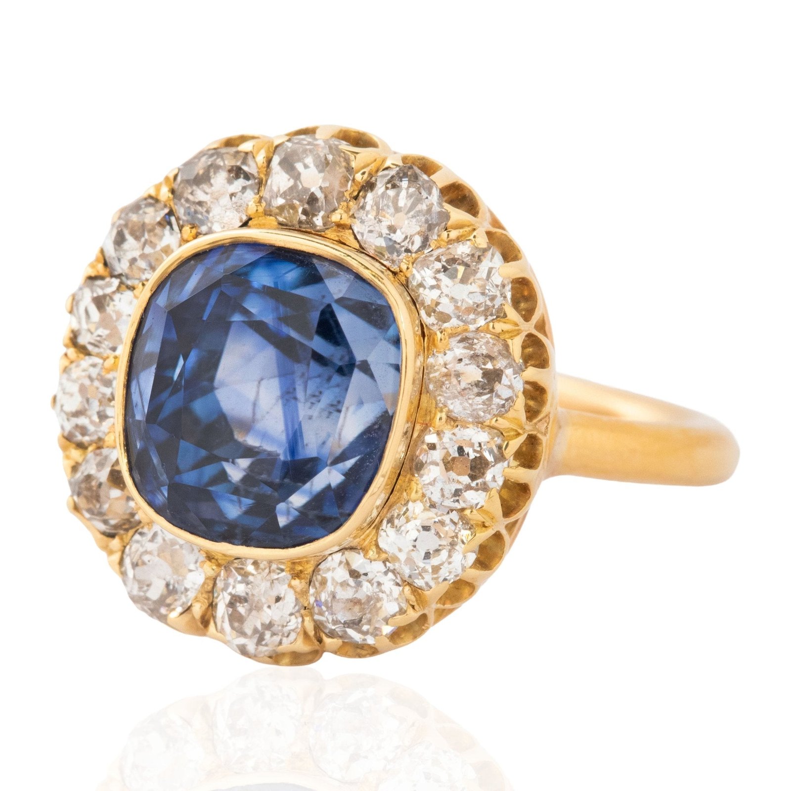 9.90ctw Victorian Diamond & Sapphire Cluster Ring - Image 5