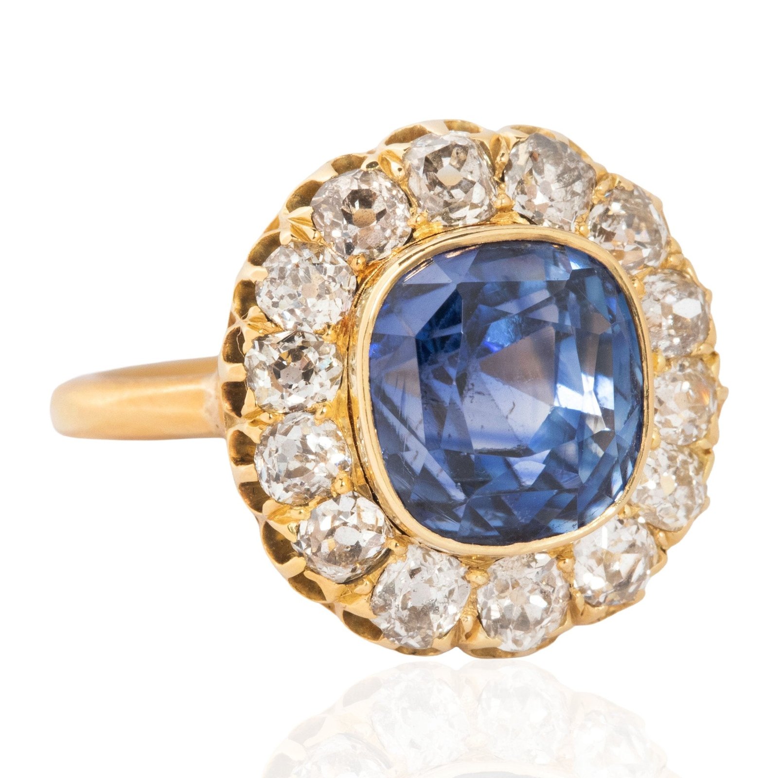 9.90ctw Victorian Diamond & Sapphire Cluster Ring - Image 3