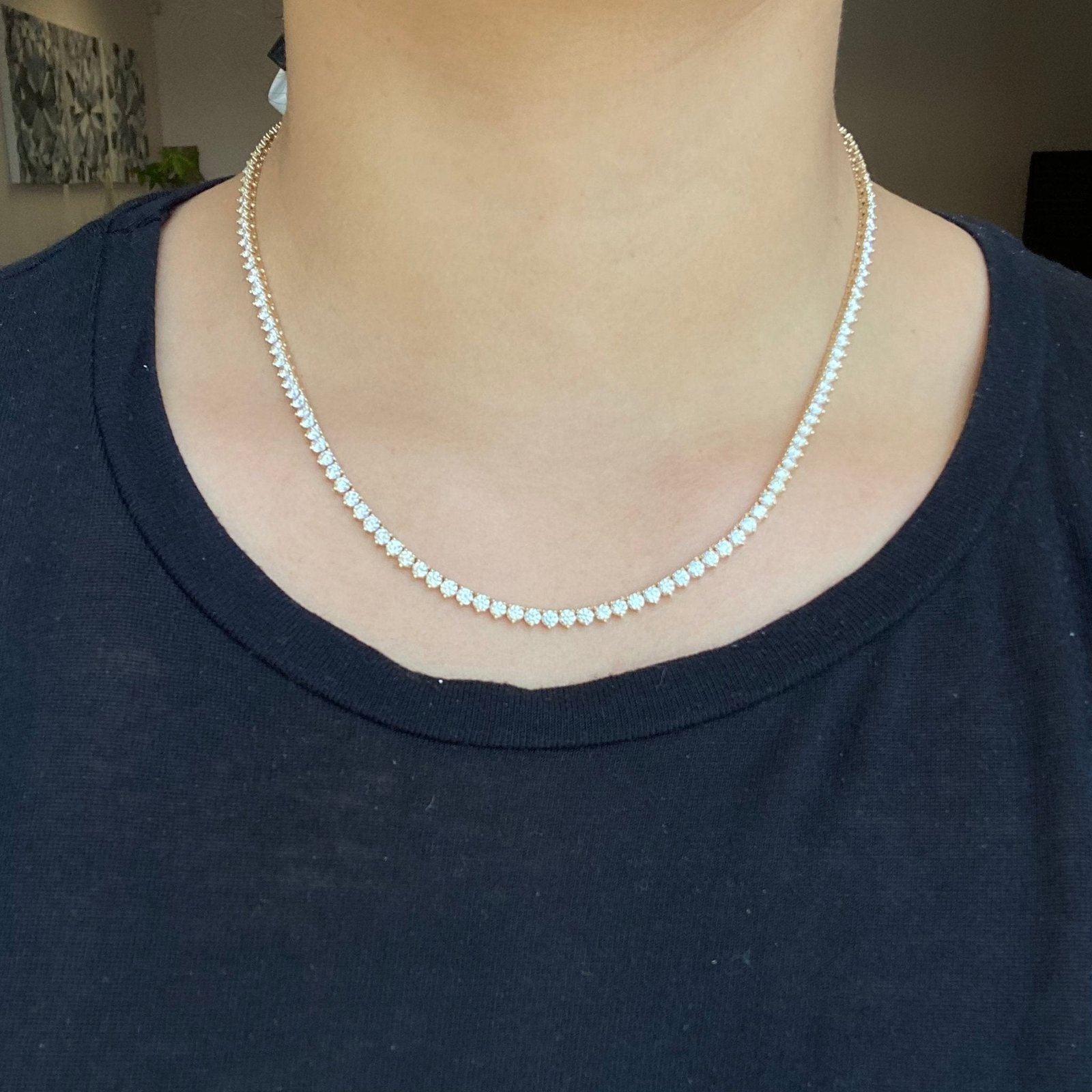 9.95ctw Round Brilliant Cut Diamond Tennis Necklace - Image 2