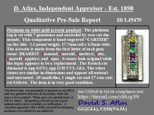 Antique Gemstone "DEAREST" Acrostic Charm, by Cartier - Image 5