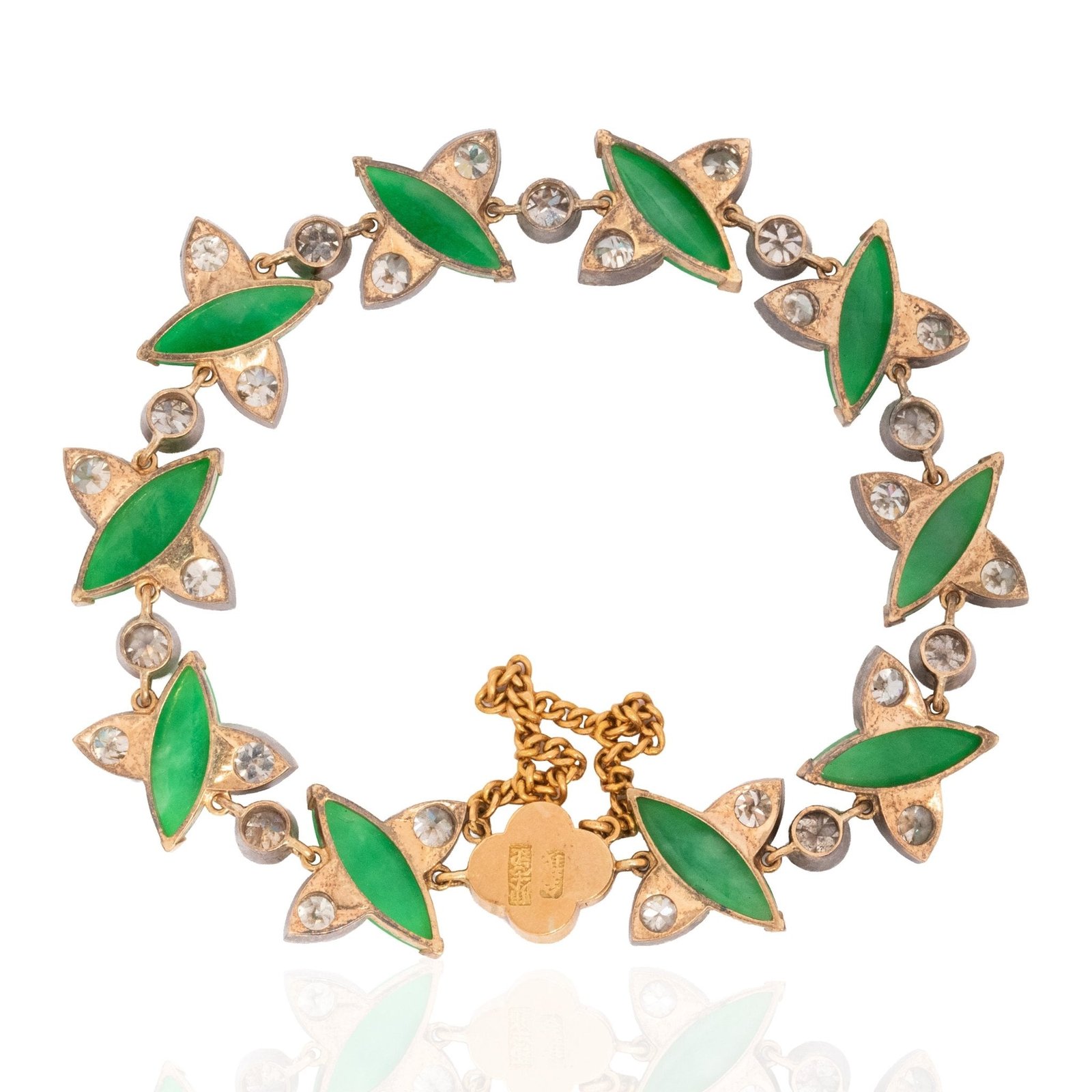 4.06ctw Antique Diamond & Jadeite Bracelet - Image 5