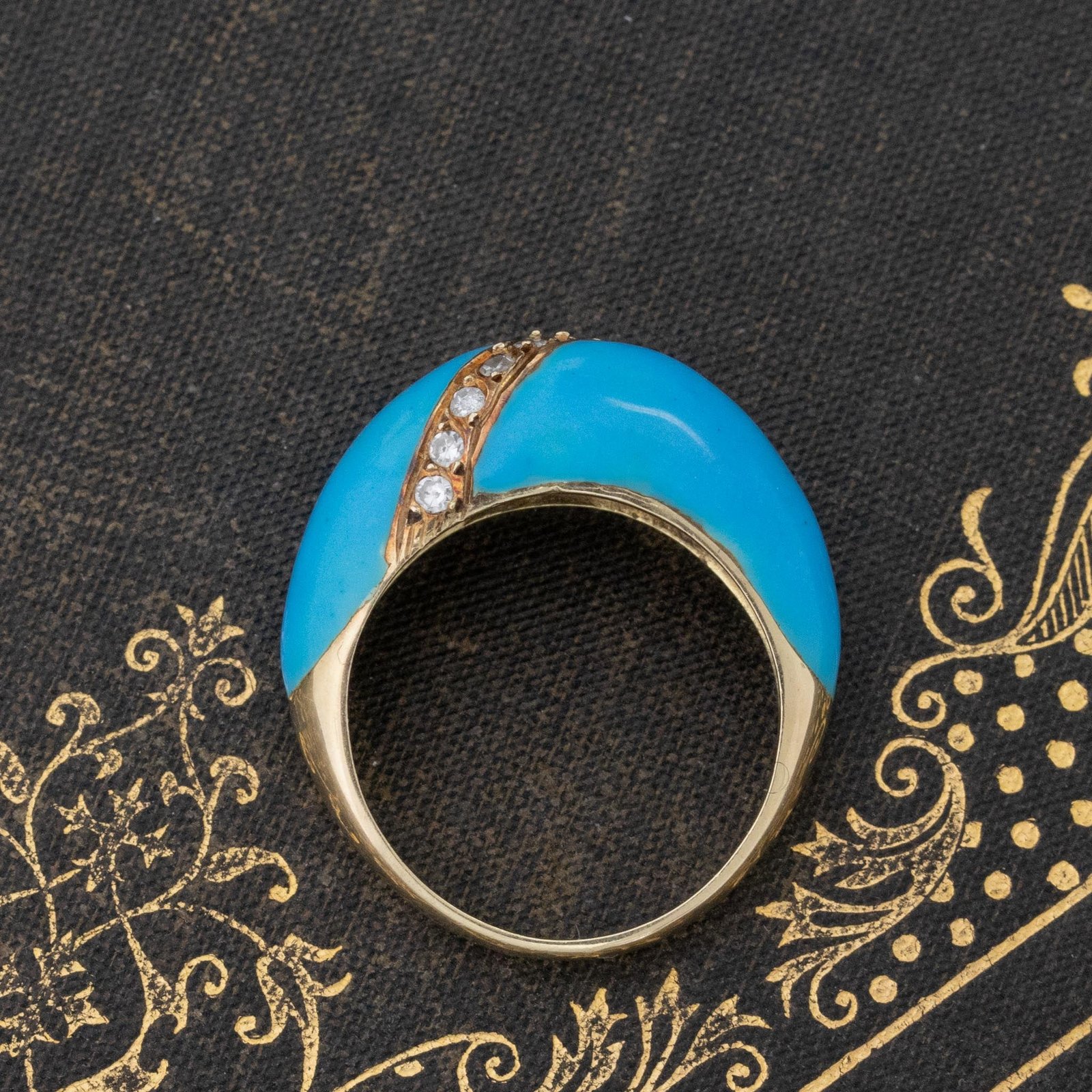 Antique Diamond & Enamel Dome Ring - Image 6