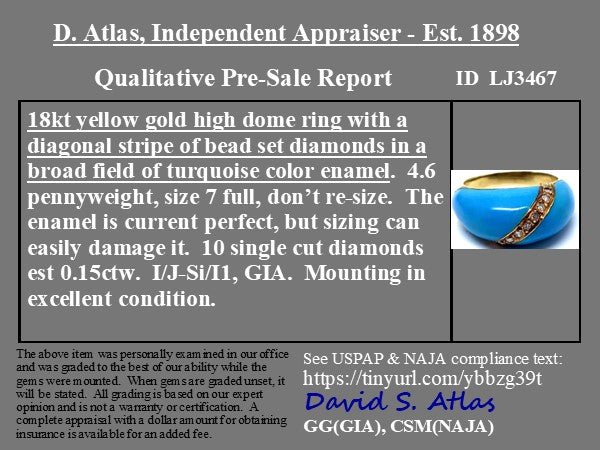 Antique Diamond & Enamel Dome Ring - Image 4
