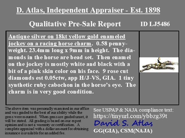 Antique Diamond & Enamel Jockey Charm - Image 3