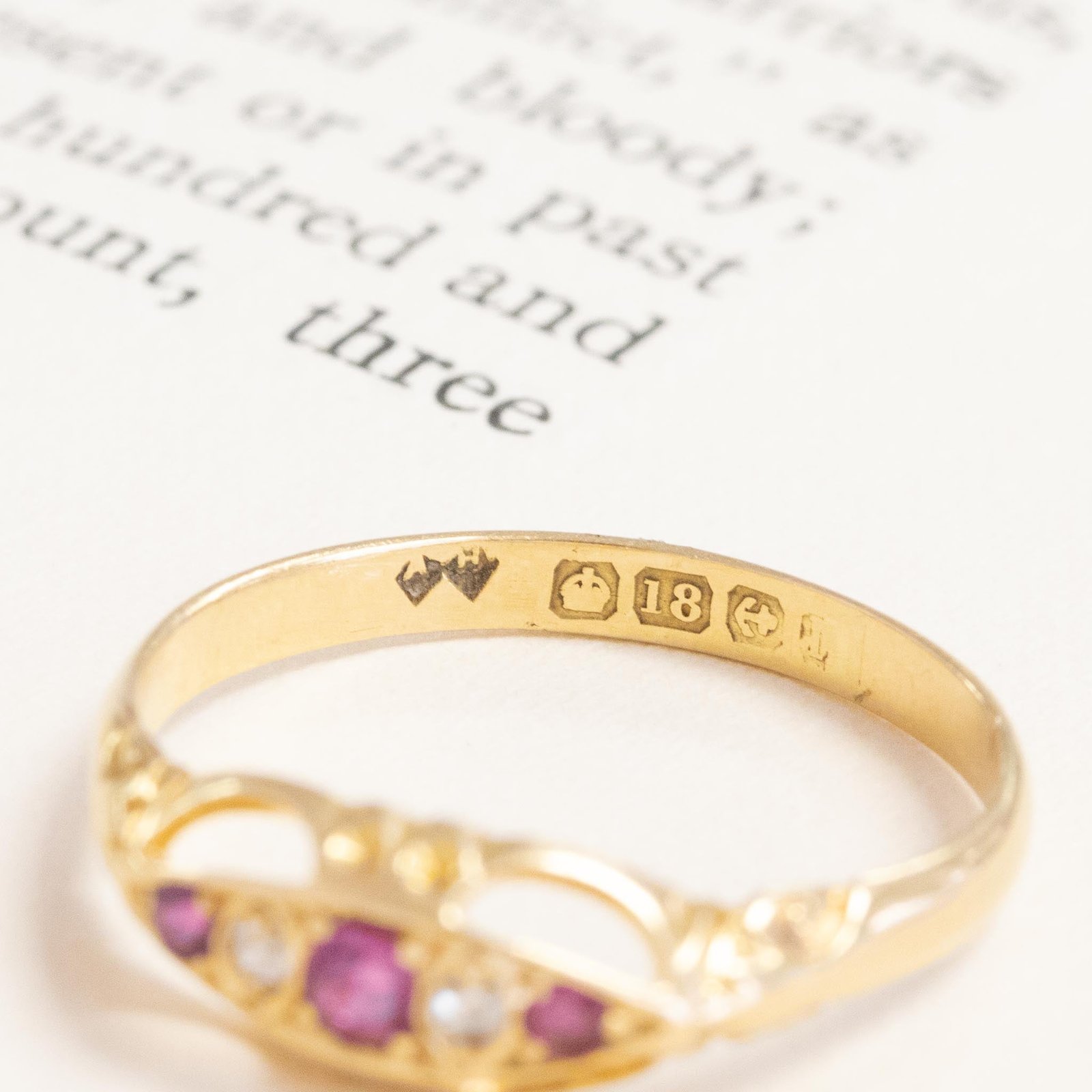 Antique Diamond & Ruby 5-Stone Band, English - Image 6