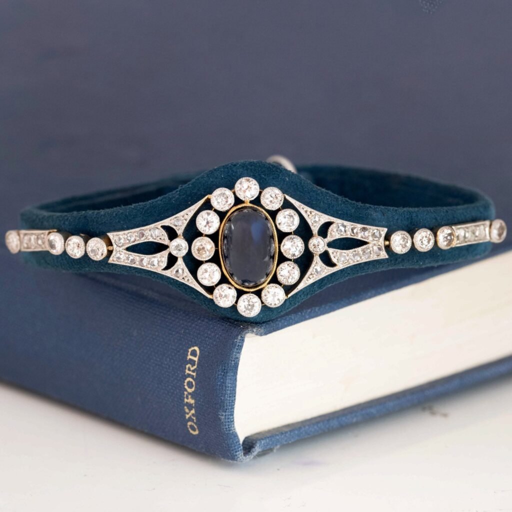 6.25ctw Edwardian Old Cut Diamond Velvet Bracelet