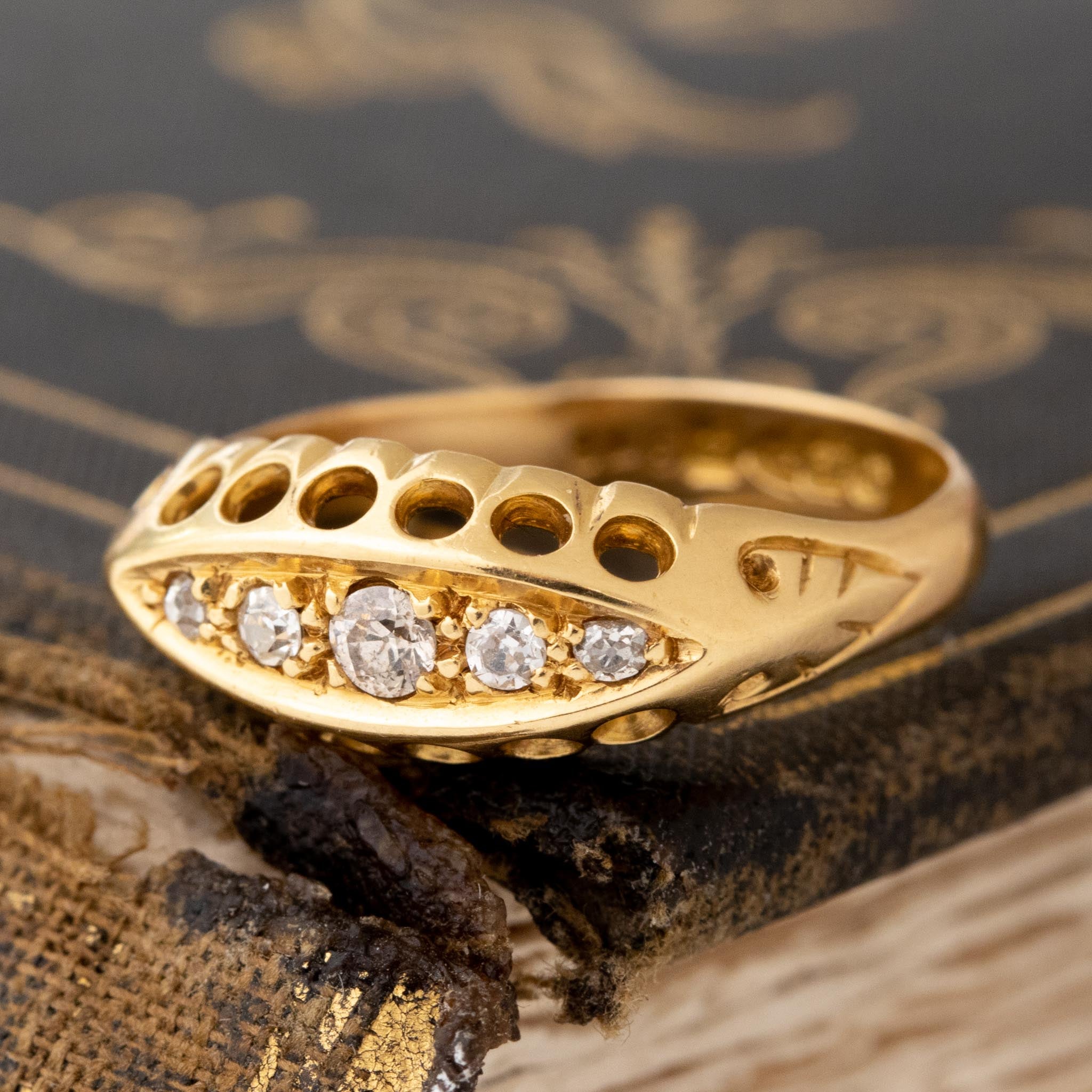 Antique Old European Cut Diamond 5-Stone Band, English - Image 5