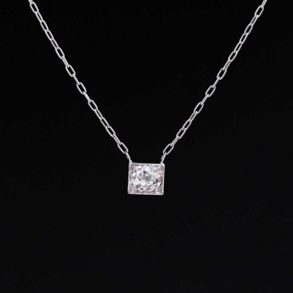 Antique Oval Mine Cut Diamond Pendant