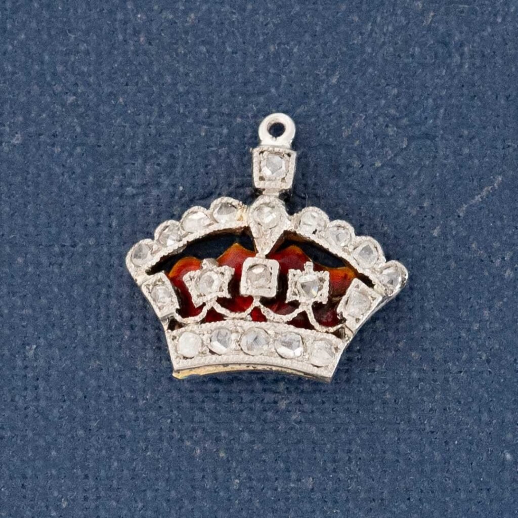 Victorian Rose Cut Diamond Crown Charm