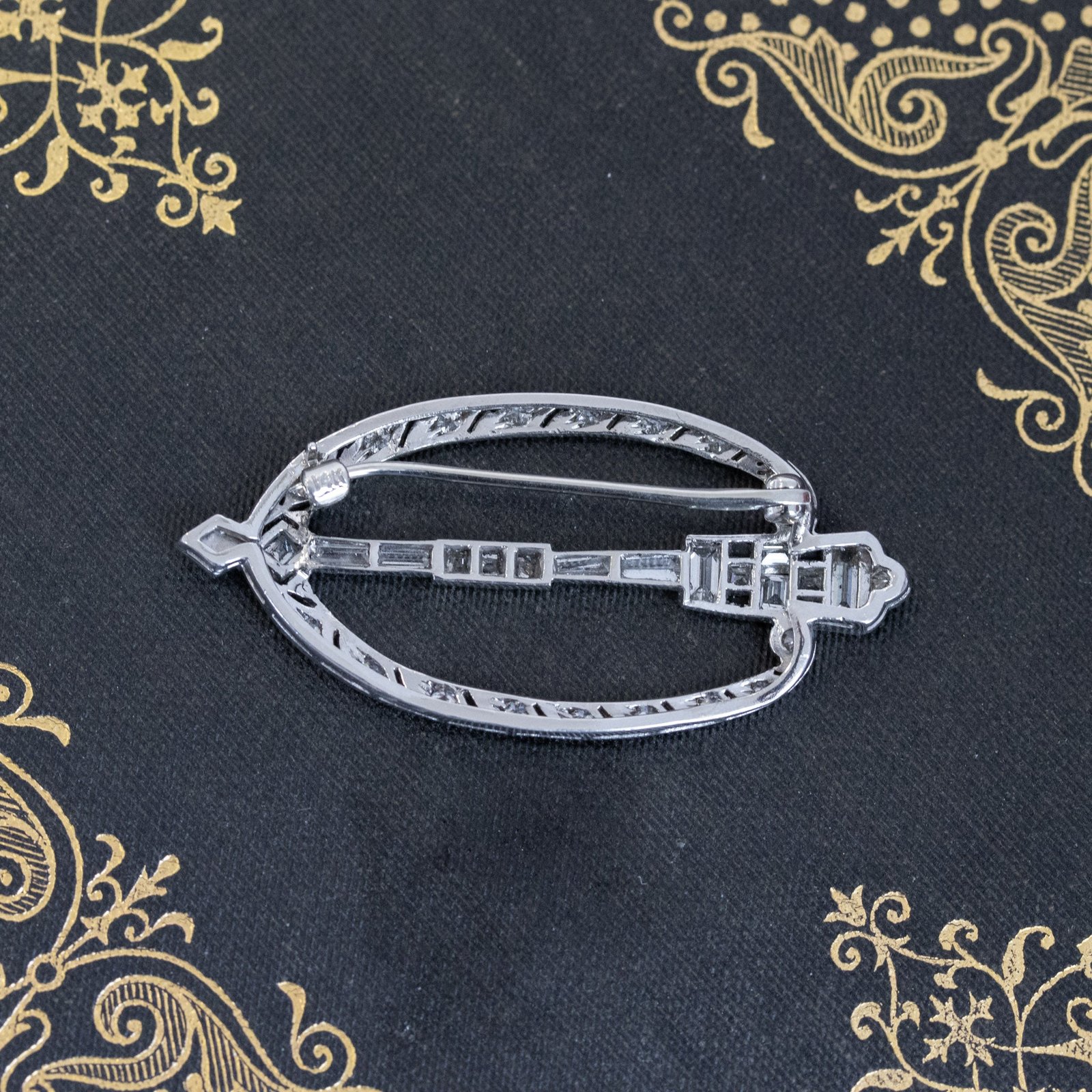 1.22ctw Art Deco Diamond and Onyx Brooch - Image 4